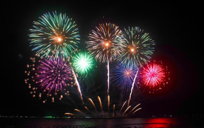fireworks display over the water during 4th of July in Branson