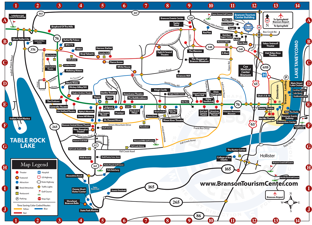 map of alternate routes for Branson traffic