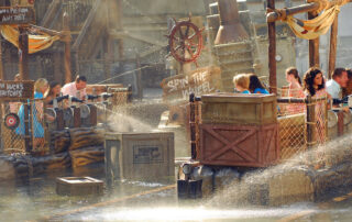 Families playing on water ride at Silver Dollar City
