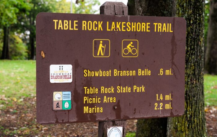 Sign for Table Rock Lakeshore Trail, one of the best Branson hiking trails